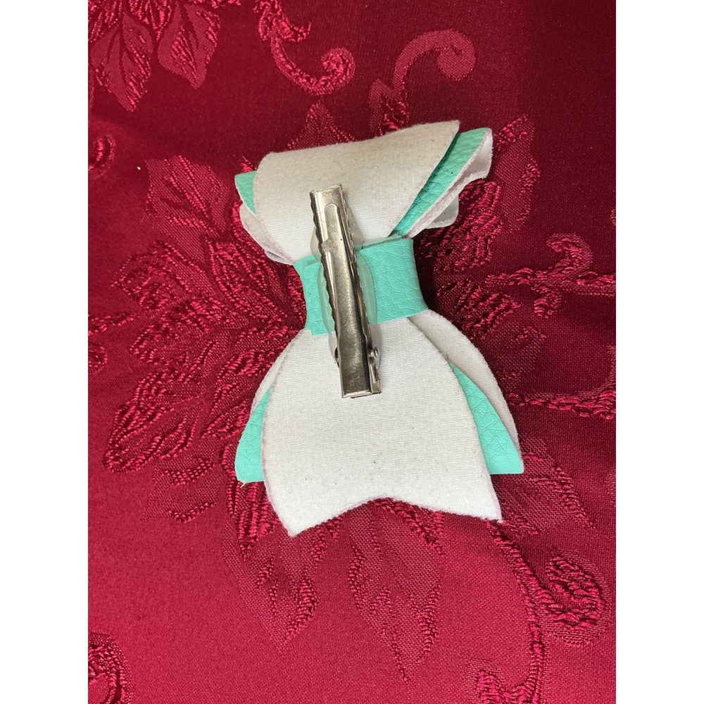 Handmade Hair Bow Set 3pc AChristmas Story Vampirina Mint Faux Leather Alligator - Picture 5 of 9